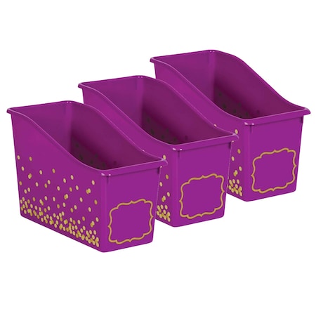 Purple Confetti Plastic Book Bin, PK3